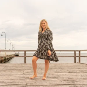 Party Bonanza Cotton Midi Dress - Black