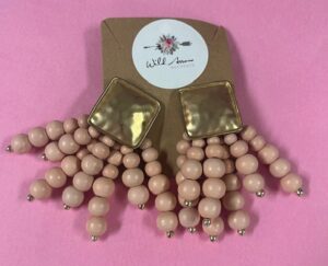 Apricot Wooden Beaded Earrings
