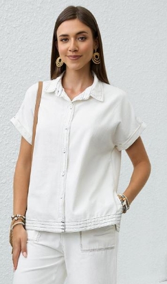 Button-Up Soft Denim Shirt