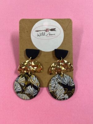 Blk/Gld Circle Earrings