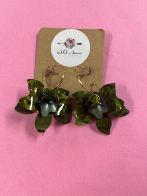 Green Flower Earrings