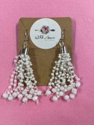 Beaded White Drop Earrings