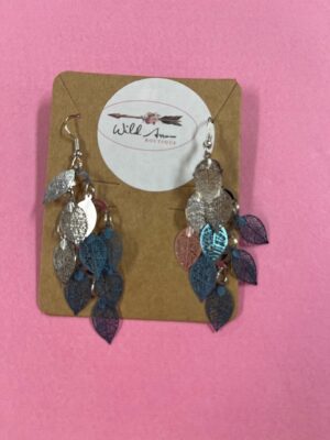 Silver/Blue Leaf Earrings