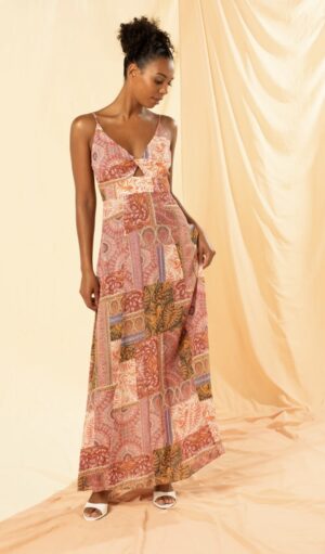 KACHEL Francesca Cut Out Maxi Slip Dress