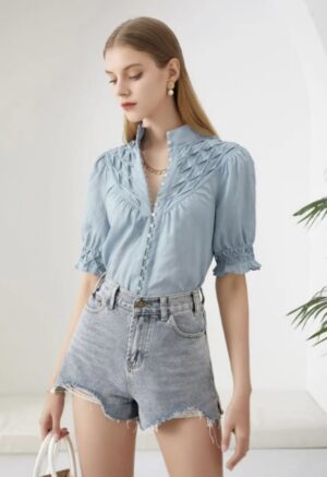 GDS Colette Linen Blouse - Celestial Blue