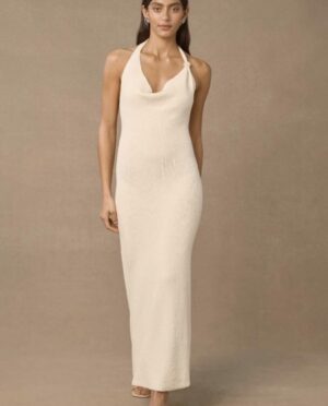 MON RENN Cowrie Knit Dress - Cream