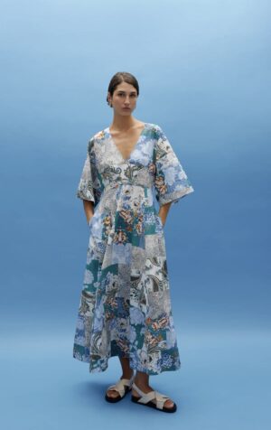 KINNEY Ellis Dress - Cyan Patchwork
