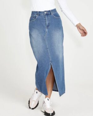 SASS Emerald Denim Maxi Skirt - Blue Wash