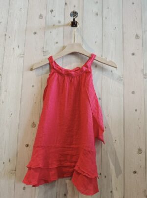 Strap Tie Neck Blouse - Coral