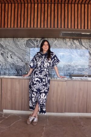 LUONI Mia Shirt Dress Long Sleeve - Navy Sumba