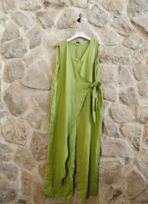 Sleeveless Bow Jumpsuit - Pistachio