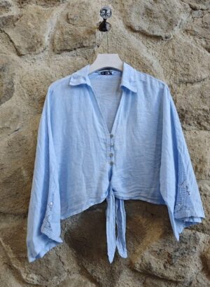 Tie Neck Blouse - Blue