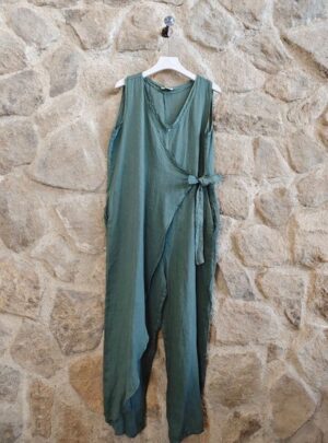 Sleeveless Bow Jumpsuit - Khaki