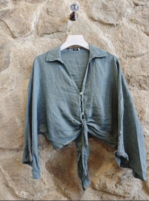 Tie Neck Blouse - Khaki